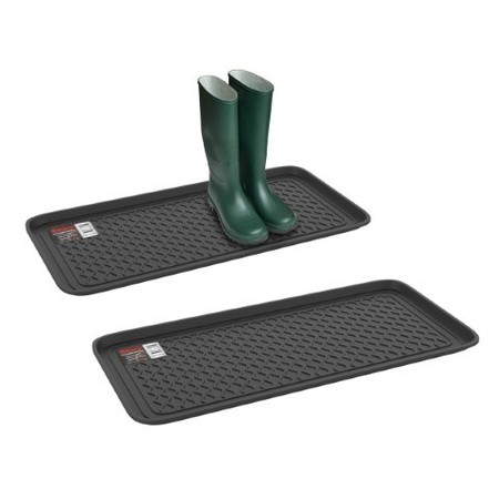 Fleming Supply All Weather Boot Tray Water Resistant Plastic Utility Shoe Mat, Indoor/Outdoor 
(Set of Two, Black) 438364JCM